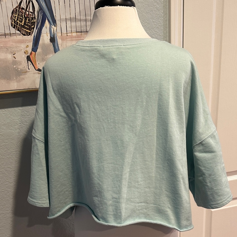 Peach Love CA Sz Large Oversized Statue of Liberty Mint Graphic Sweatshirt - Picture 5 of 9